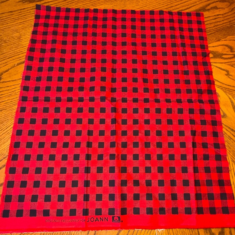 Joann Fabrics Red Black Buffalo Plaid Cotton Fabric Remnant 42x18 Quilt Craft